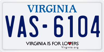 VA license plate VAS6104