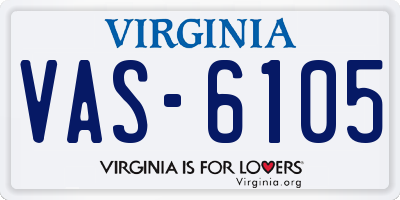 VA license plate VAS6105