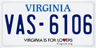 VA license plate VAS6106