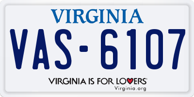 VA license plate VAS6107