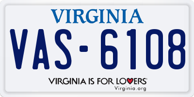 VA license plate VAS6108