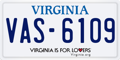 VA license plate VAS6109