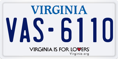 VA license plate VAS6110