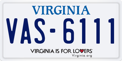 VA license plate VAS6111