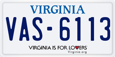 VA license plate VAS6113