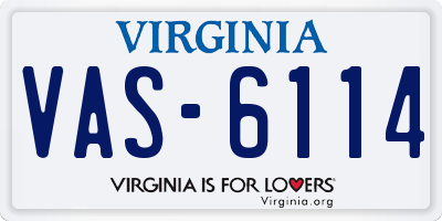 VA license plate VAS6114