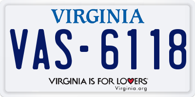 VA license plate VAS6118