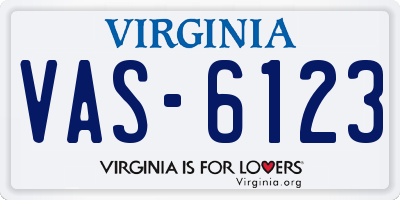 VA license plate VAS6123