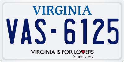 VA license plate VAS6125