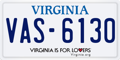 VA license plate VAS6130