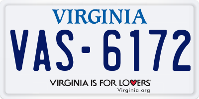 VA license plate VAS6172