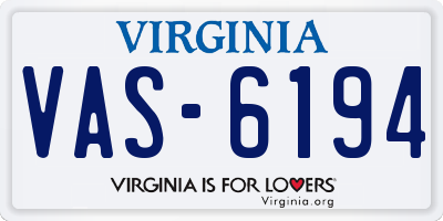 VA license plate VAS6194