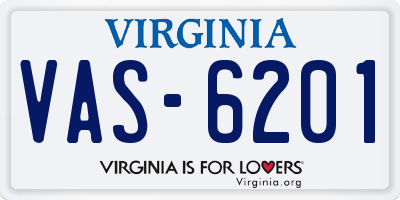 VA license plate VAS6201