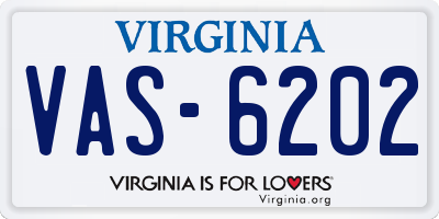 VA license plate VAS6202