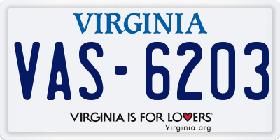 VA license plate VAS6203