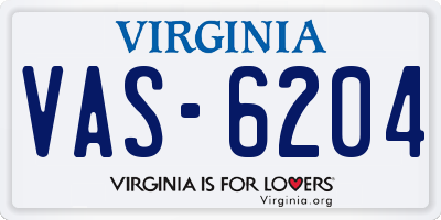 VA license plate VAS6204