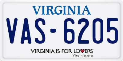 VA license plate VAS6205