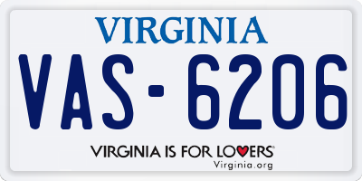 VA license plate VAS6206