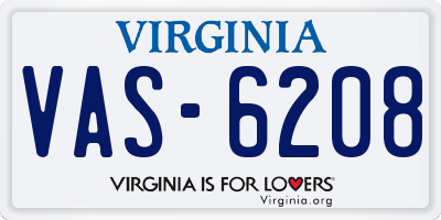 VA license plate VAS6208