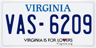 VA license plate VAS6209