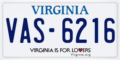 VA license plate VAS6216