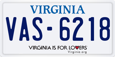 VA license plate VAS6218