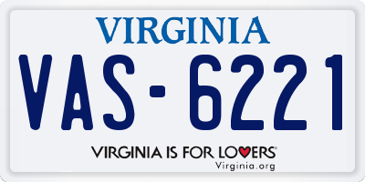 VA license plate VAS6221