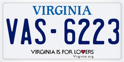 VA license plate VAS6223