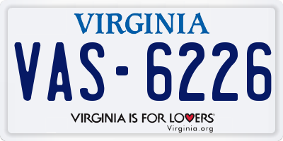 VA license plate VAS6226