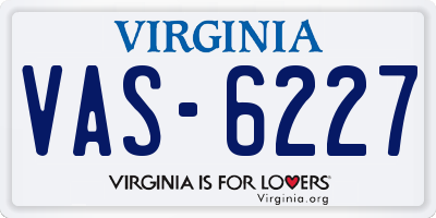 VA license plate VAS6227