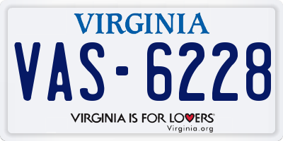 VA license plate VAS6228