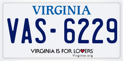 VA license plate VAS6229