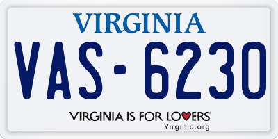 VA license plate VAS6230