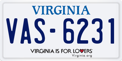 VA license plate VAS6231