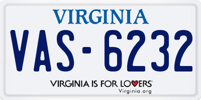 VA license plate VAS6232