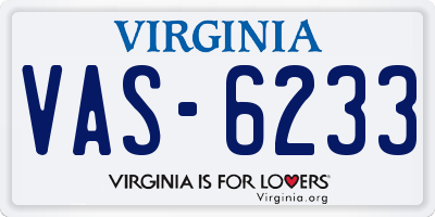 VA license plate VAS6233