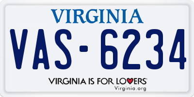 VA license plate VAS6234