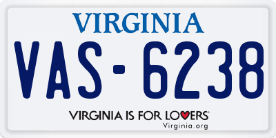 VA license plate VAS6238