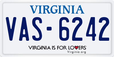 VA license plate VAS6242