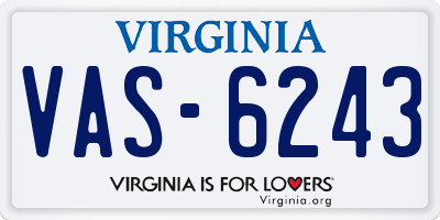 VA license plate VAS6243