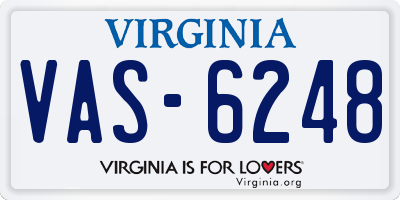 VA license plate VAS6248