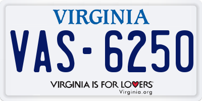 VA license plate VAS6250