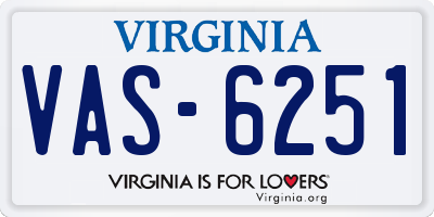 VA license plate VAS6251