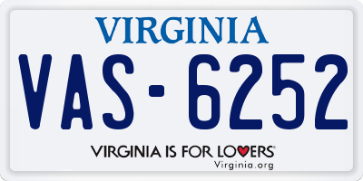 VA license plate VAS6252