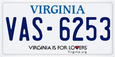 VA license plate VAS6253