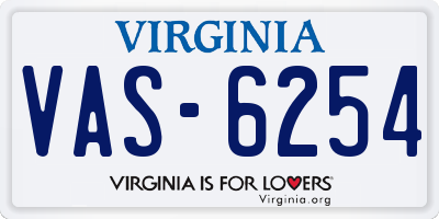 VA license plate VAS6254