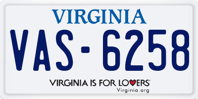 VA license plate VAS6258