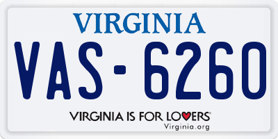 VA license plate VAS6260