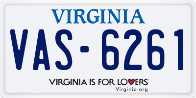 VA license plate VAS6261