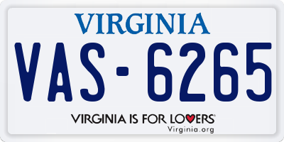 VA license plate VAS6265